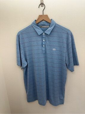 Travis Mathew Men's Polo Blue Large